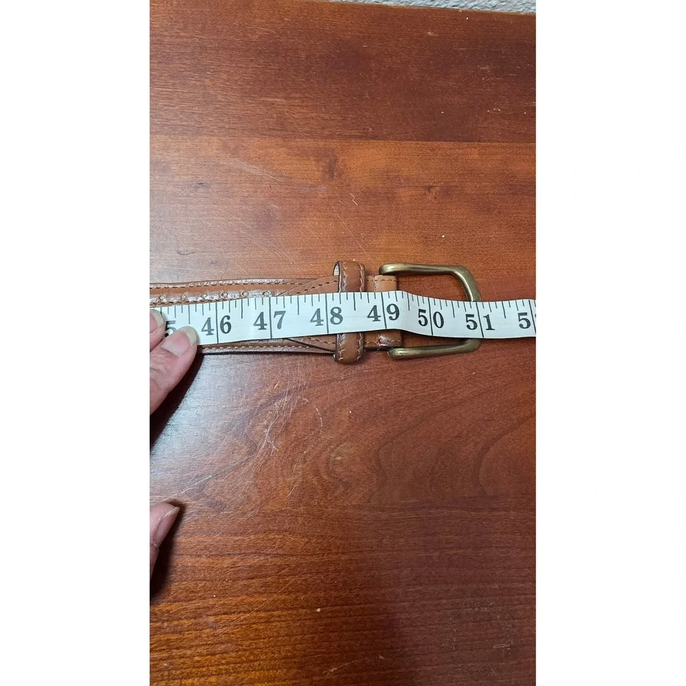 Paul Fredrick Belt Mens 44‎ Brown Leather Canvas Made in Italy Casual Classic